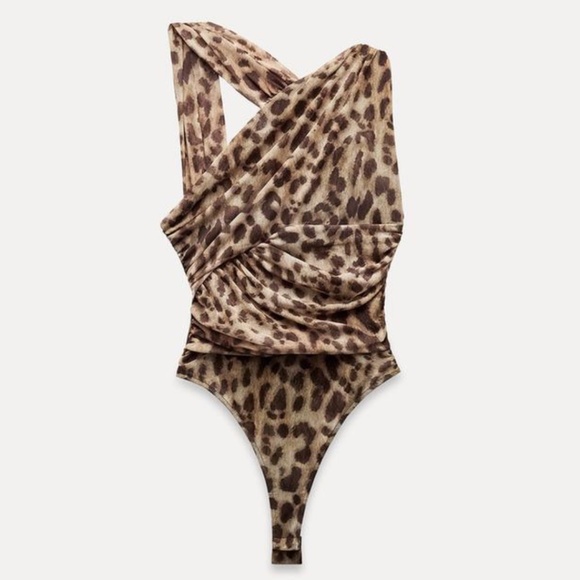 Zara leopard draped bodysuit - Picture 1 of 3